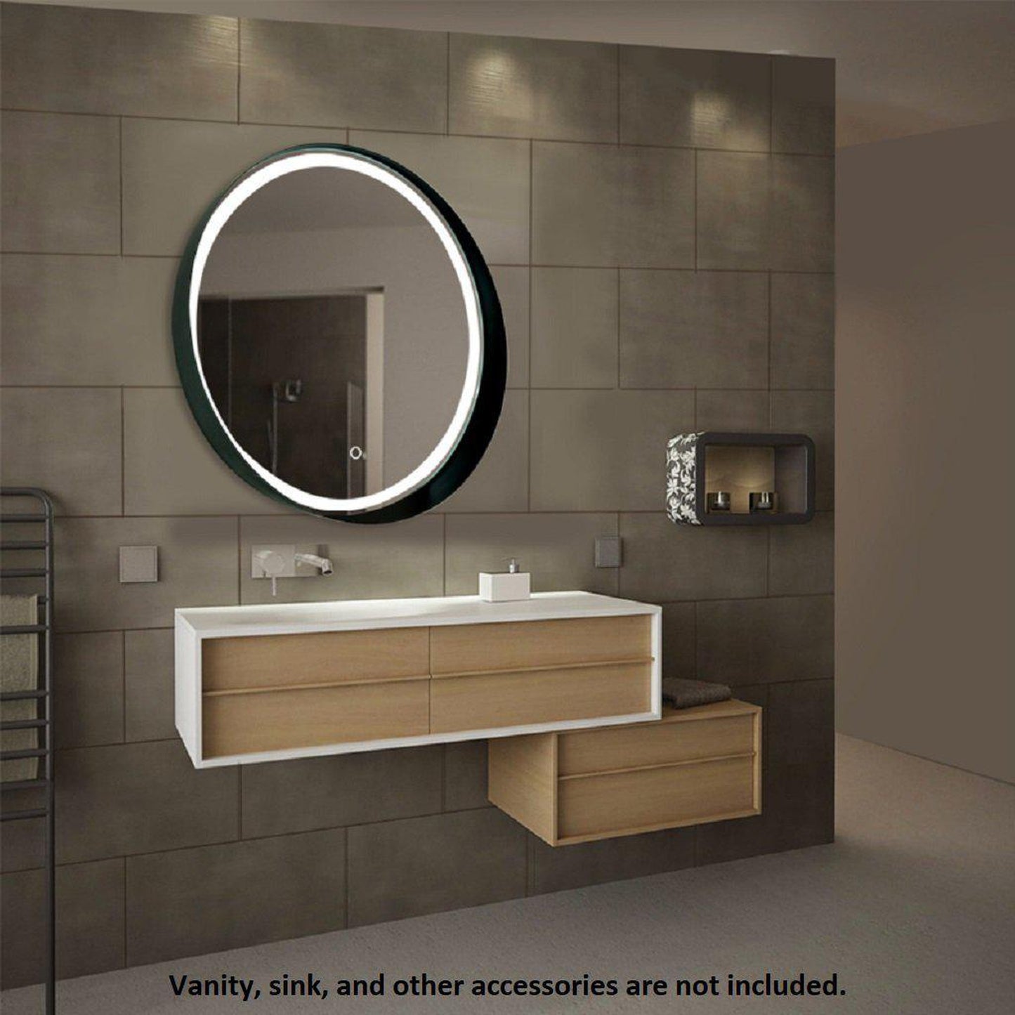 Lighted Impressions Carlton 32" Round Framed Wall-Mounted LED Mirror With Dimmable Touch Sensor