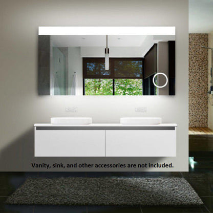 Lighted Impressions Grande 48" x 24" Rectangular Frameless Wall-Mounted LED Mirror With Touch Sensor & 3X Magnifier