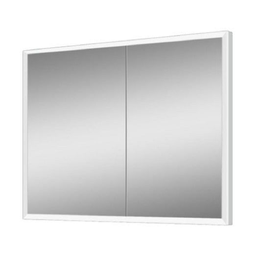 Lighted Impressions Kona 36" x 28" Rectangular Framed Wall-Mounted LED Mirror Cabinet With 3-Section Rocker Switch & Glass Shelves