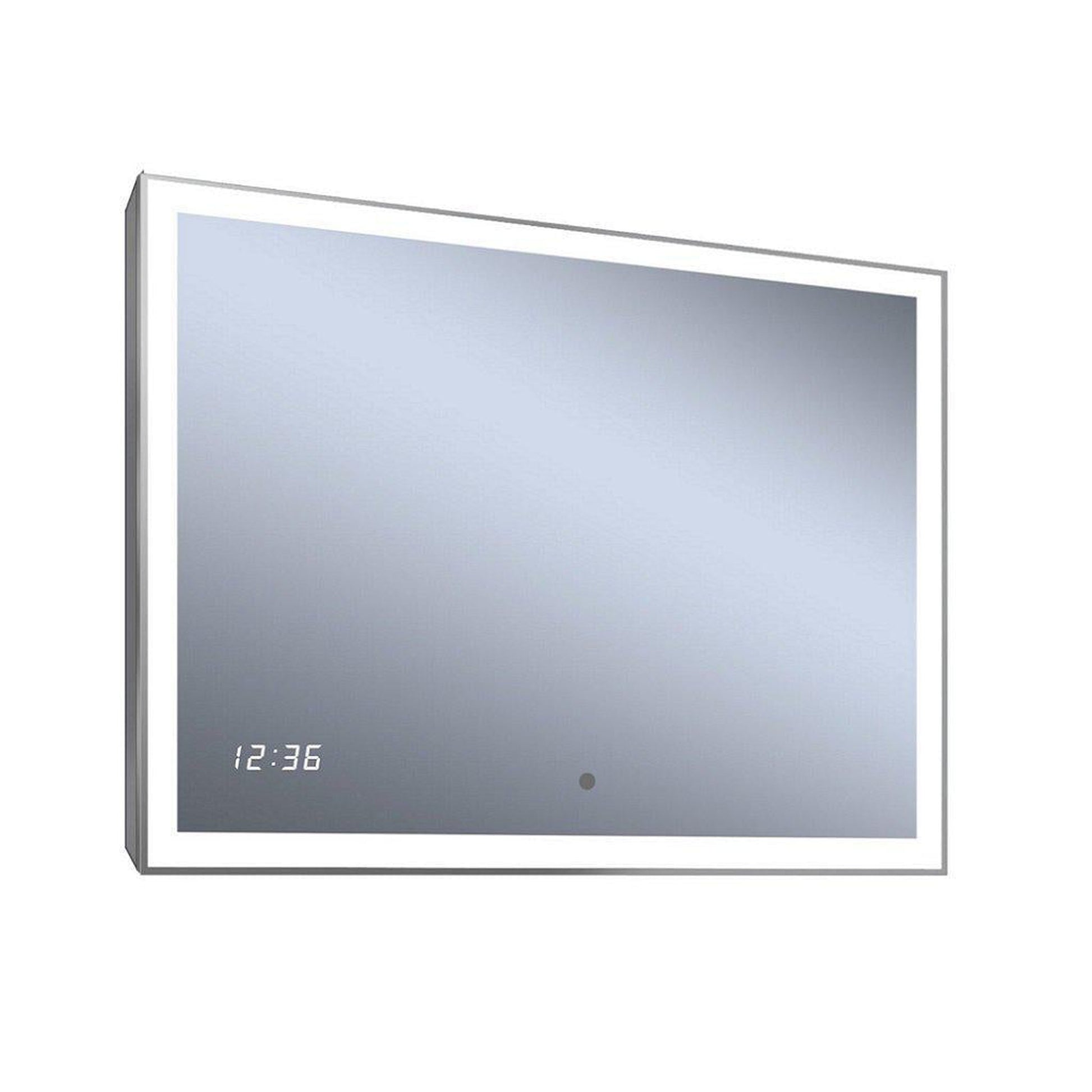 Lighted Impressions Moments 32" x 24" Rectangular Framed Wall-Mounted LED Mirror With IR Sensor & Digital Clock