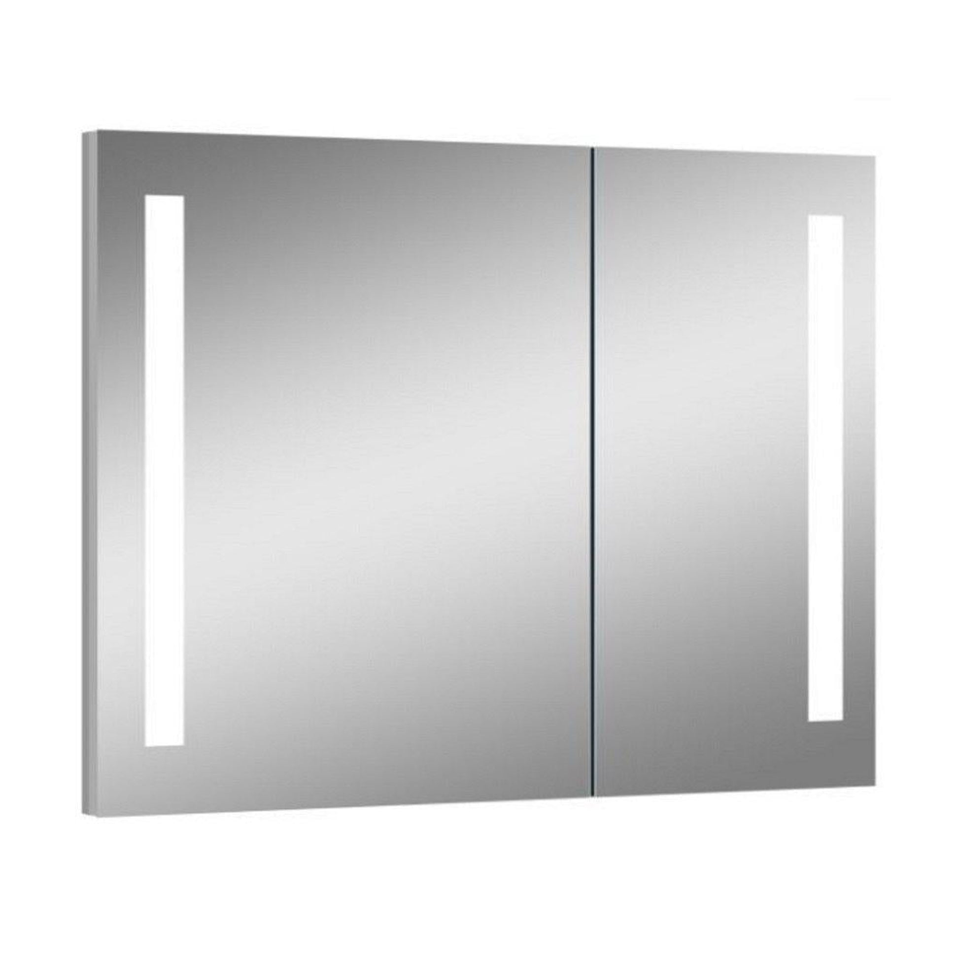 Lighted Impressions Royale 32" x 28" Rectangular Framed Wall-Mounted LED Mirror Cabinet With 3-Section Rocker Switch & Glass Shelves
