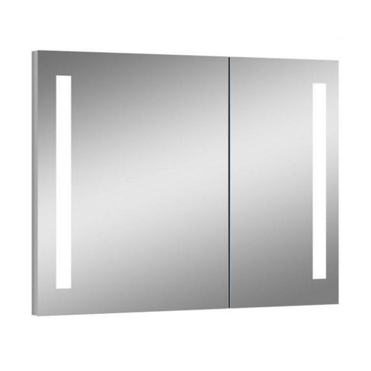 Lighted Impressions Royale 32" x 28" Rectangular Framed Wall-Mounted LED Mirror Cabinet With 3-Section Rocker Switch & Glass Shelves