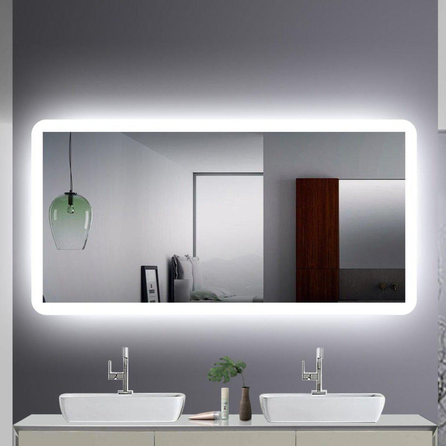 Lighted Impressions Ruth 48" x 24" Rectangular Frameless Wall-Mounted LED Mirror With 3-Section Rocker Switch