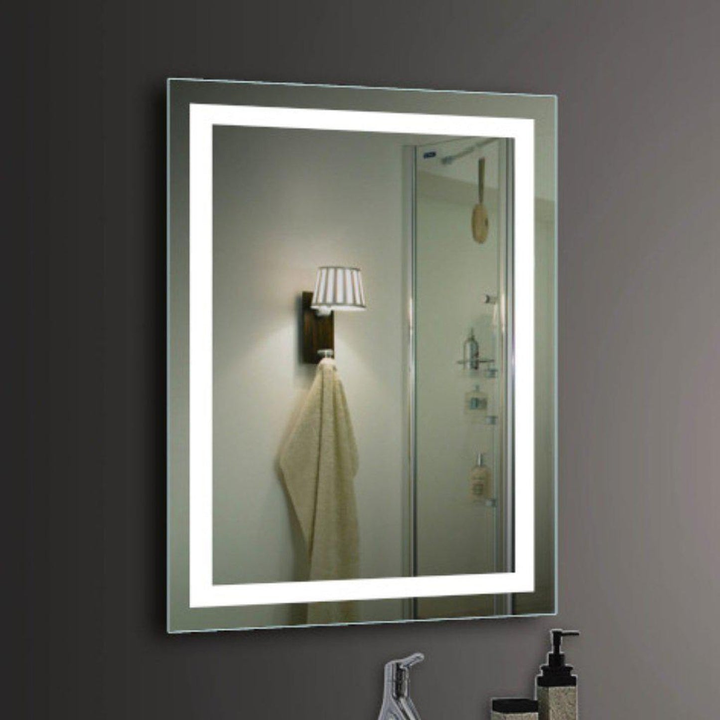 Lighted Impressions Vero 20" x 28" Rectangular Frameless Wall-Mounted LED Mirror With 3-Section Rocker Switch
