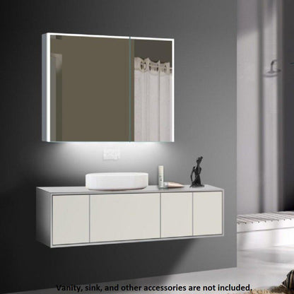 Lighted Impressions Vienna 32" x 28" Rectangular Framed Wall-Mounted LED Mirror Cabinet With IR Sensor, Glass Shelves & Bluetooth Speaker