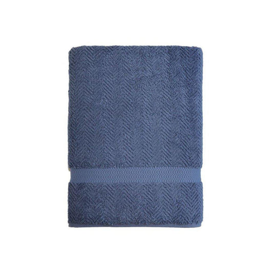 Linum Herringbone Turkish Cotton Midnight Blue Bath Sheet