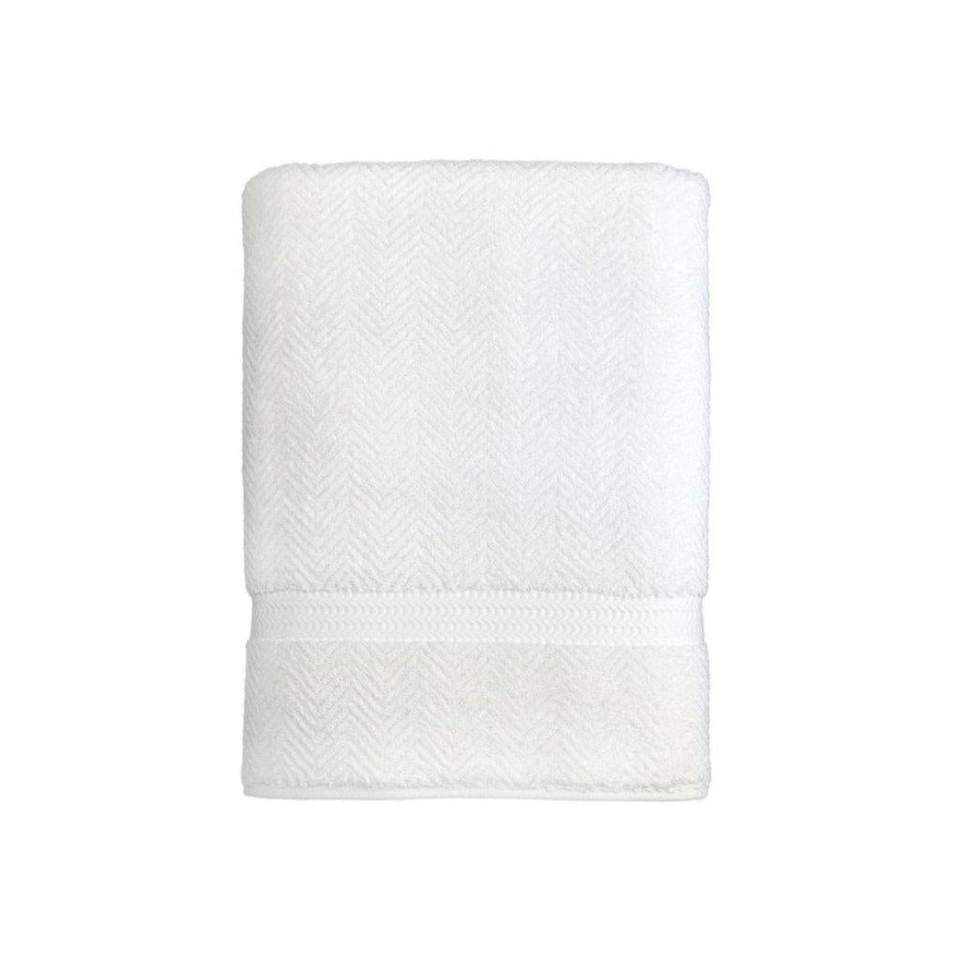 Linum Herringbone Turkish Cotton White Bath Sheet