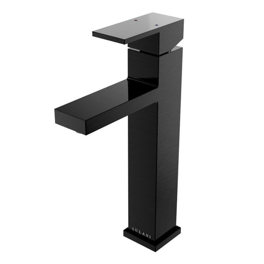 Lulani Santorini Single Handle Vessel Steel Black Bathroom Faucet