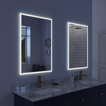 Luxaar Lucent 24" x 36" Wall-Mounted LED Vanity Mirror With Color Changer, Memory Dimmer & Defogger