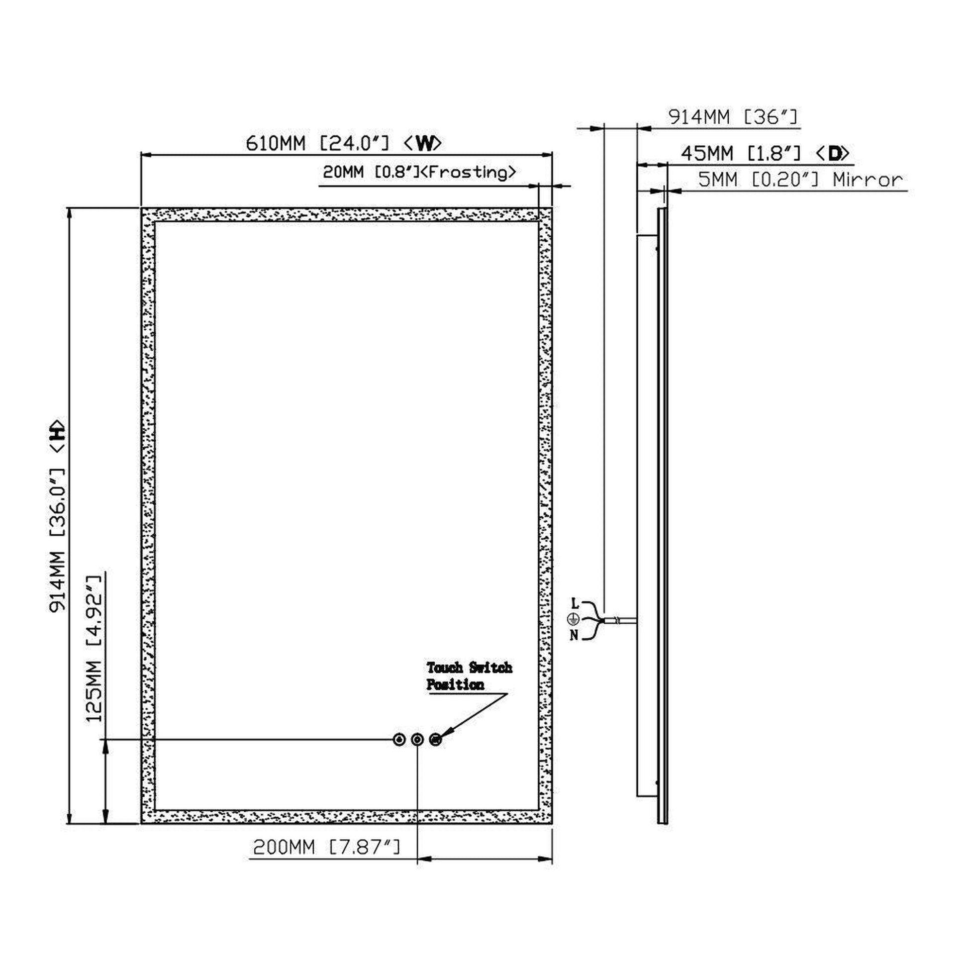 Luxaar Lucent 24" x 36" Wall-Mounted LED Vanity Mirror With Color Changer, Memory Dimmer & Defogger