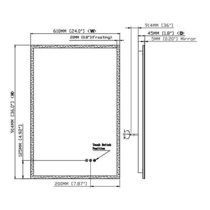 Luxaar Lucent 24" x 36" Wall-Mounted LED Vanity Mirror With Color Changer, Memory Dimmer & Defogger