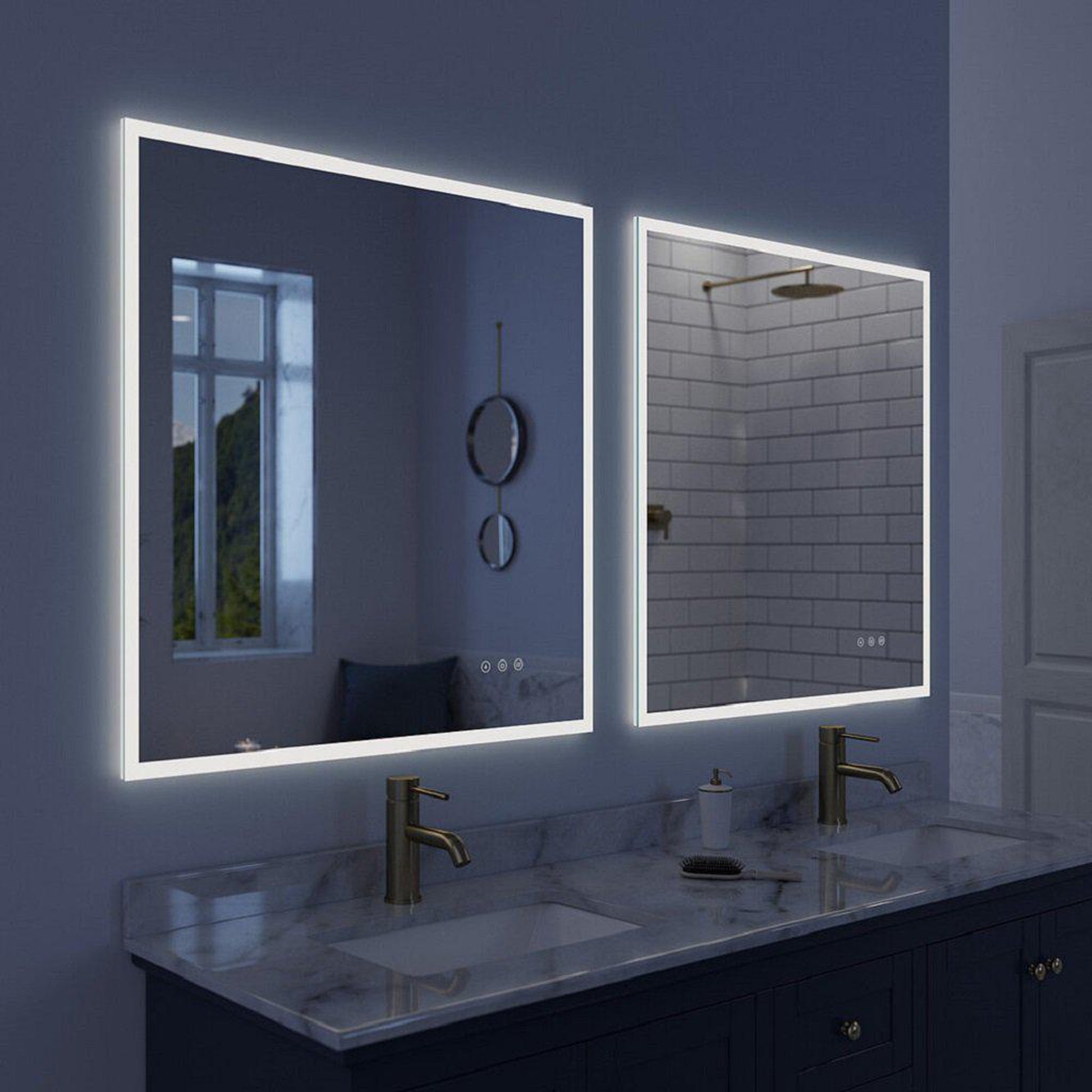 Luxaar Lucent 34" x 36" Wall-Mounted LED Vanity Mirror With Color Changer, Memory Dimmer & Defogger