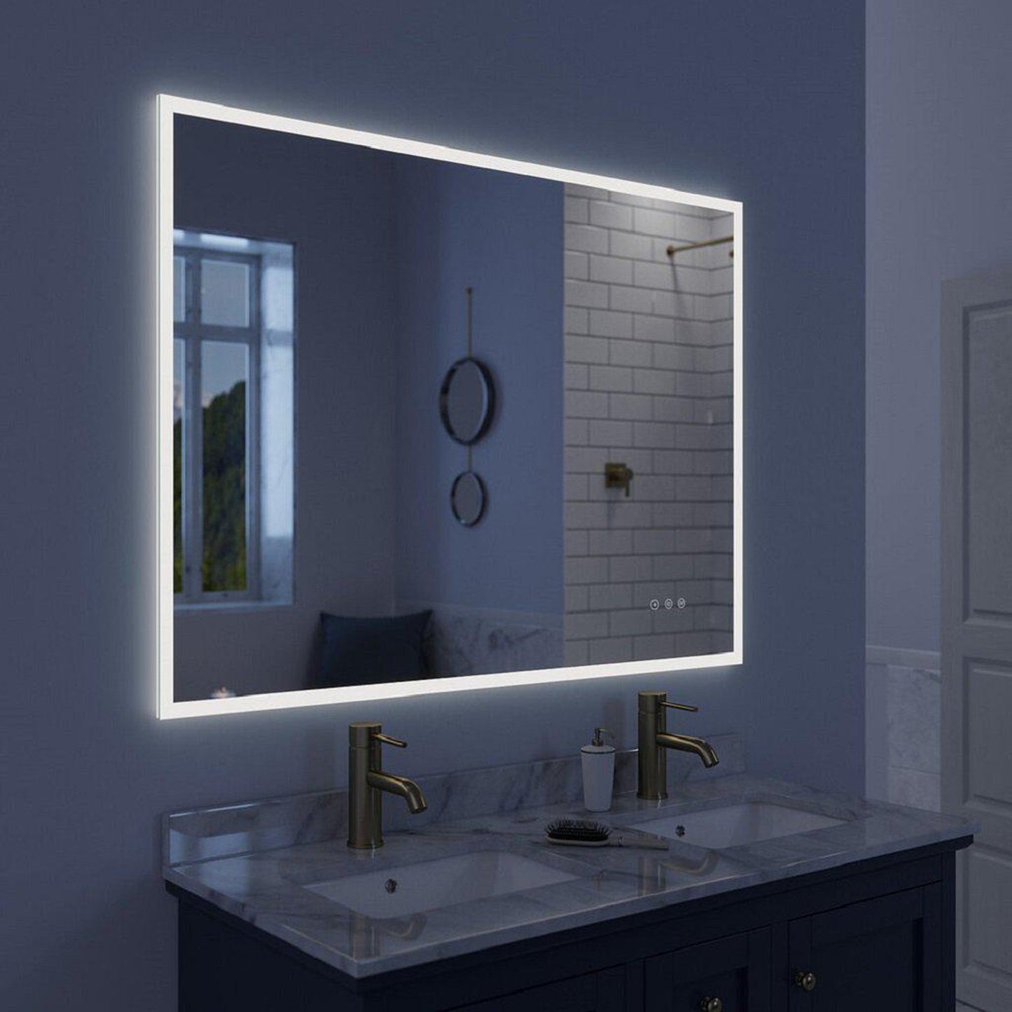 Luxaar Lucent 48" x 36" Wall-Mounted LED Vanity Mirror With Color Changer, Memory Dimmer & Defogger