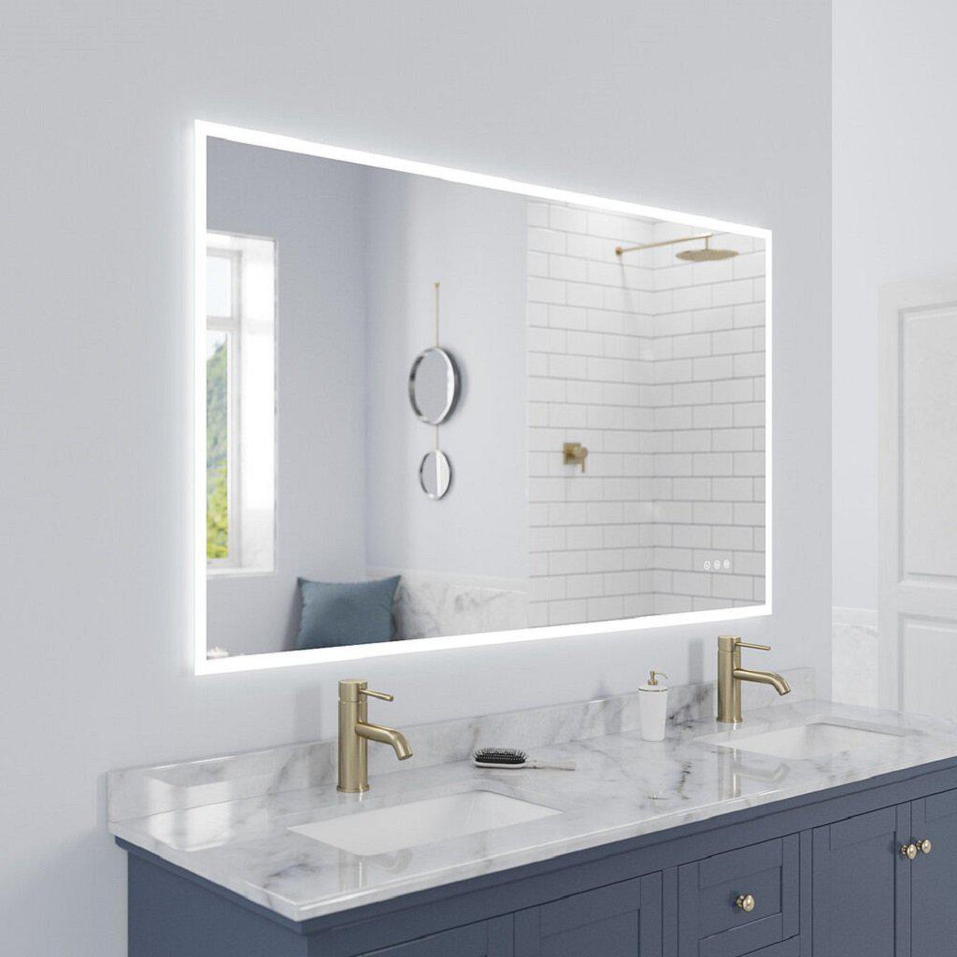 Luxaar Lucent 60" x 36" Wall-Mounted LED Vanity Mirror With Color Changer, Memory Dimmer & Defogger