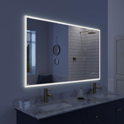 Luxaar Lucent 60" x 36" Wall-Mounted LED Vanity Mirror With Color Changer, Memory Dimmer & Defogger