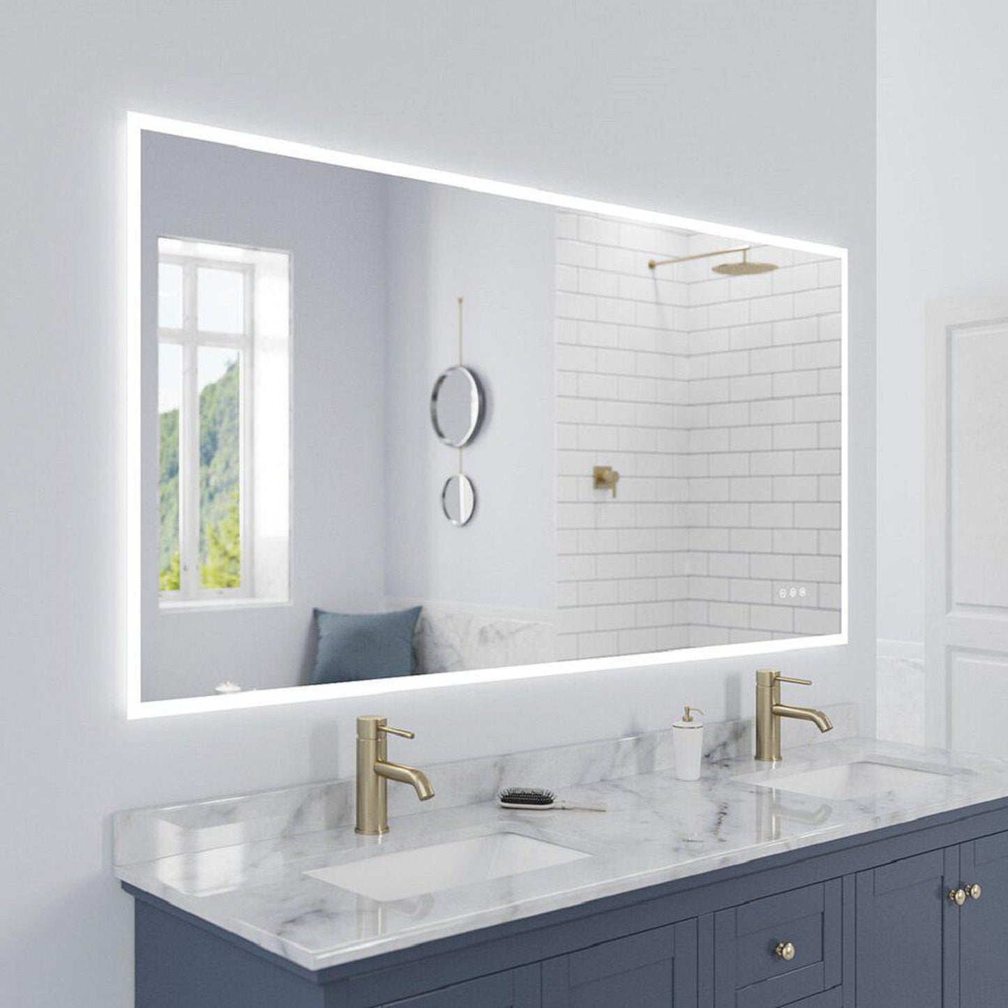 Luxaar Lucent 70" x 36" Wall-Mounted LED Vanity Mirror With Color Changer, Memory Dimmer & Defogger