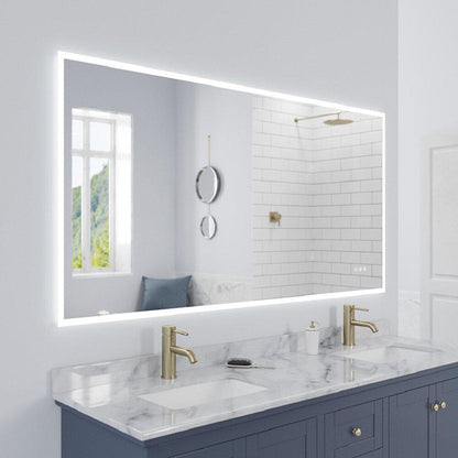 Luxaar Lucent 70" x 36" Wall-Mounted LED Vanity Mirror With Color Changer, Memory Dimmer & Defogger