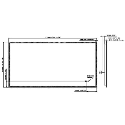 Luxaar Lucent 70" x 36" Wall-Mounted LED Vanity Mirror With Color Changer, Memory Dimmer & Defogger