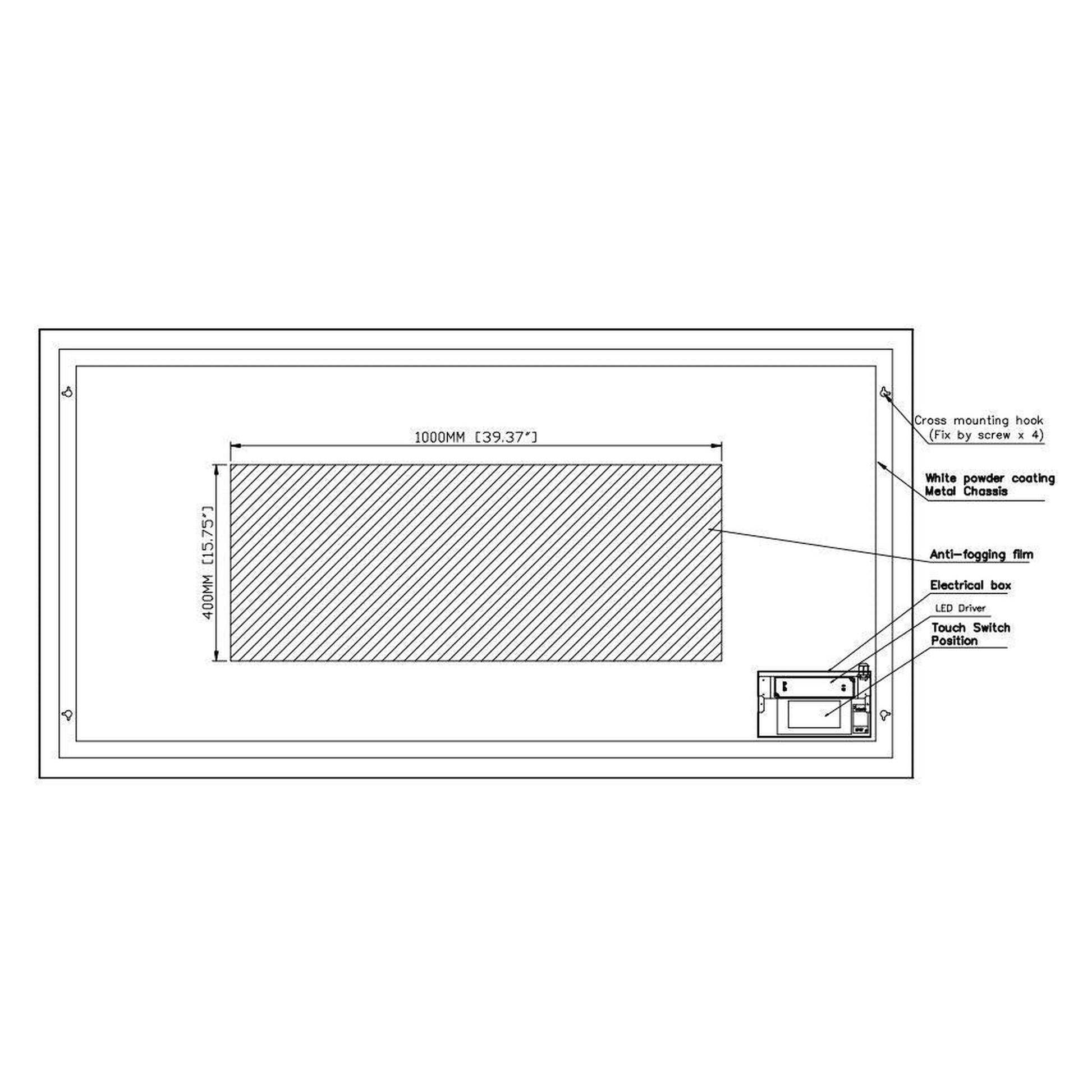 Luxaar Lucent 70" x 36" Wall-Mounted LED Vanity Mirror With Color Changer, Memory Dimmer & Defogger