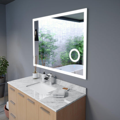 Luxaar Moderna 34" x 36" LED Mirror With Built-in 3x Magnifying Mirror, Memory Dimmer & Defogger
