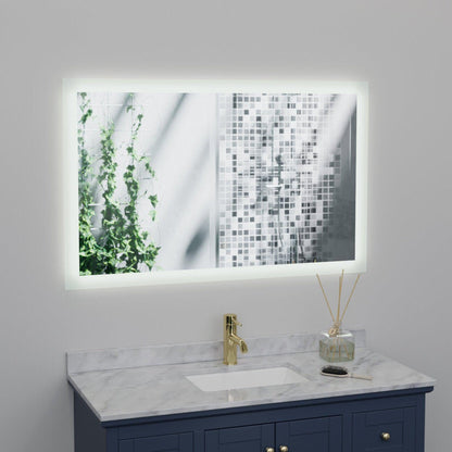 Luxaar Puralite 48" x 30" LED Wall-Mounted Backlit Vanity Mirror With Memory Dimmer