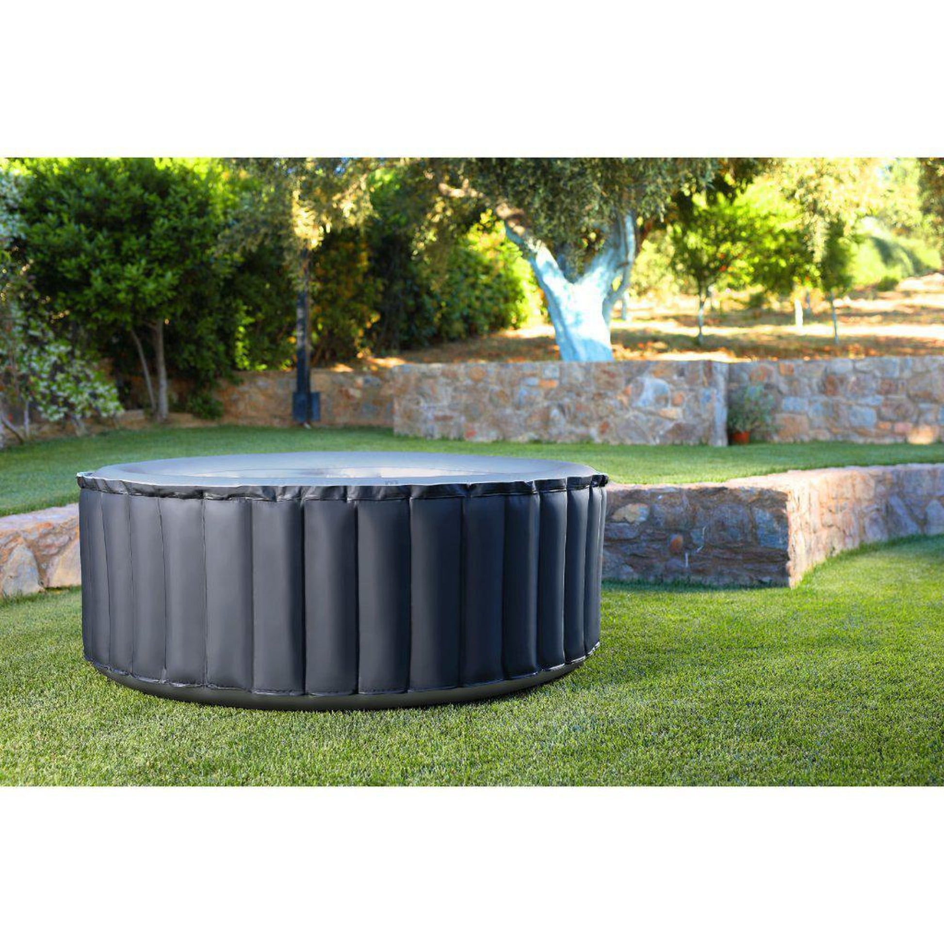 MSpa Delight Silver Cloud 71" 4-Person 118-Jet Round Gray Inflatable Outdoor Hot Tub