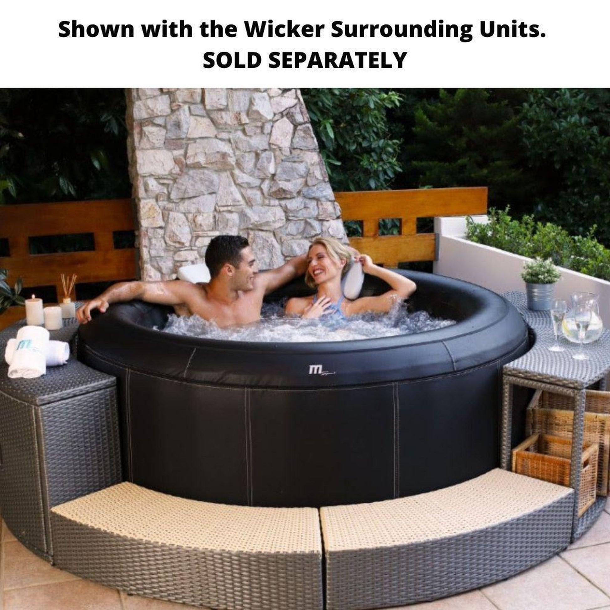 MSpa Muse Carlton 71" 4-Person 118-Jet Round Gray Inflatable Outdoor Hot Tub