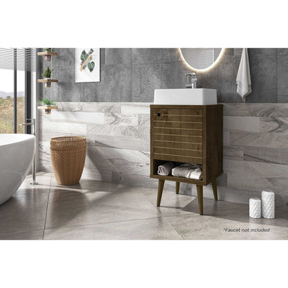 Manhattan Comfort Liberty 17.71" Rustic Brown Bathroom Vanity With Sink And Shelf