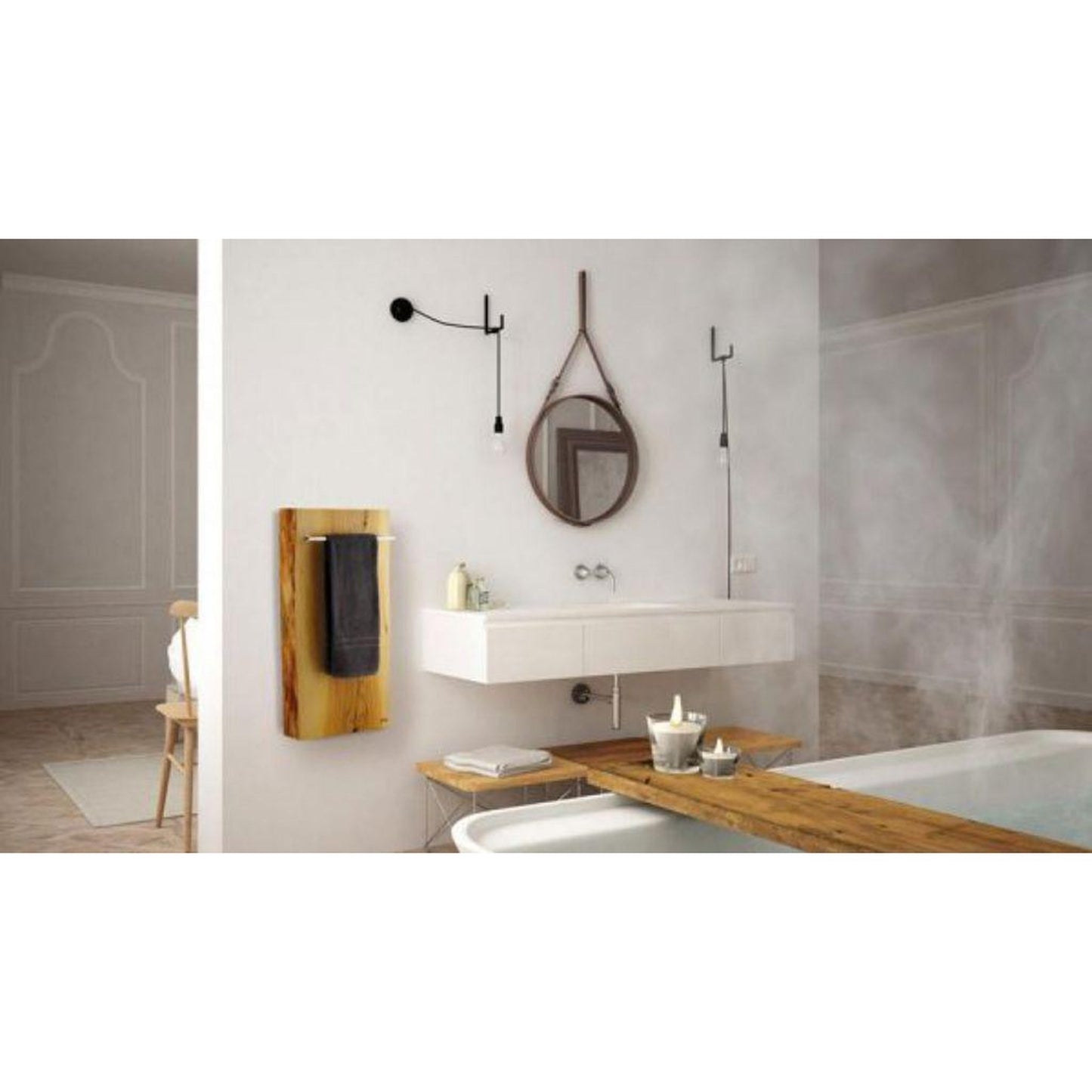 Maya Bath Legno 16" x 32" Wood Wall-Mounted Hardwired Electric Towel Warmer