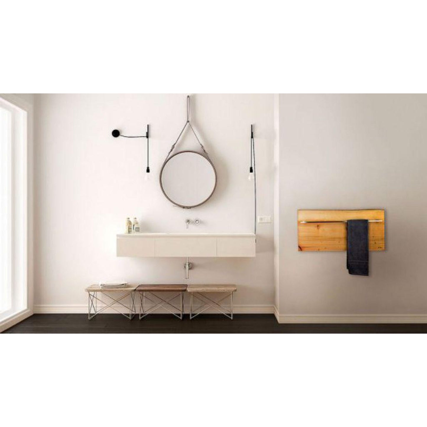 Maya Bath Legno 32" x 16" Wood Wall-Mounted Hardwired Electric Towel Warmer