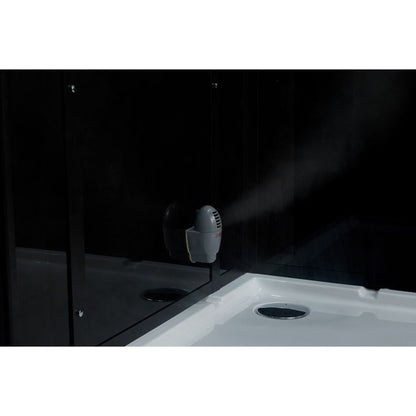 Maya Bath Platinum Anzio 57" x 37" x 88" 6-Jet Rectangle Black Computerized Steam Shower Massage Bathtub With Sliding Door in Right Position