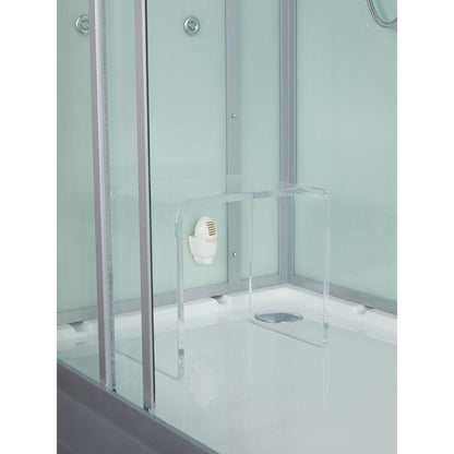 Maya Bath Platinum Anzio 57" x 37" x 88" 6-Jet Rectangle White Computerized Steam Shower Massage Bathtub With Sliding Door in Left Position