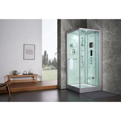 Maya Bath Platinum Arezzo 37" x 37" x 88" 6-Jet Rectangle White Computerized Steam Shower Massage Bathtub With Sliding Door in Right Position