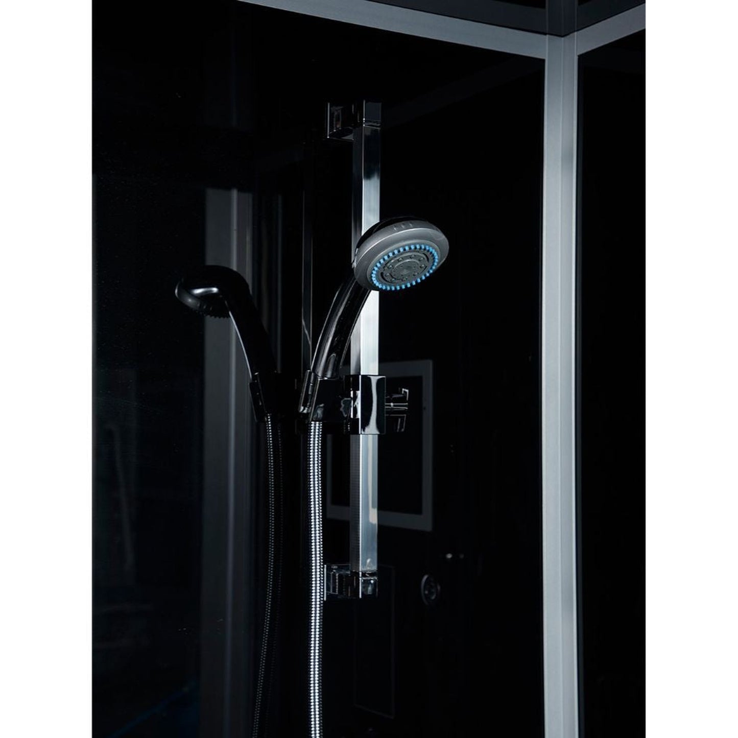 Maya Bath Platinum Catania 71" x 38" x 88" 33-Jet Rectangle Black Computerized Steam Shower Massage Bathtub With Sliding Doors in Left Position