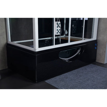 Maya Bath Platinum Catania 71" x 38" x 88" 33-Jet Rectangle Black Computerized Steam Shower Massage Bathtub With Sliding Doors in Left Position