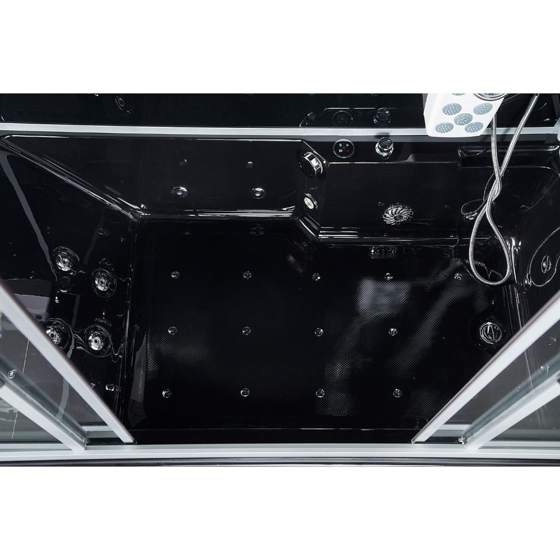 Maya Bath Platinum Catania 71" x 38" x 88" 33-Jet Rectangle Black Computerized Steam Shower Massage Bathtub With Sliding Doors in Left Position