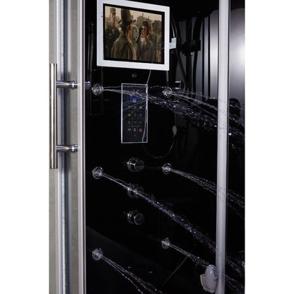 Maya Bath Platinum Catania 71" x 38" x 88" 33-Jet Rectangle Gray Computerized Steam Shower Massage Bathtub With Sliding Doors in Left Position