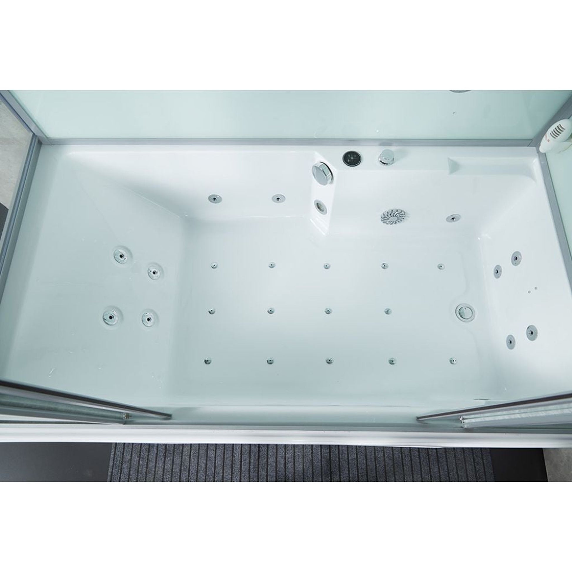 Maya Bath Platinum Catania 71" x 38" x 88" 33-Jet Rectangle White Computerized Steam Shower Massage Bathtub With Sliding Doors in Left Position