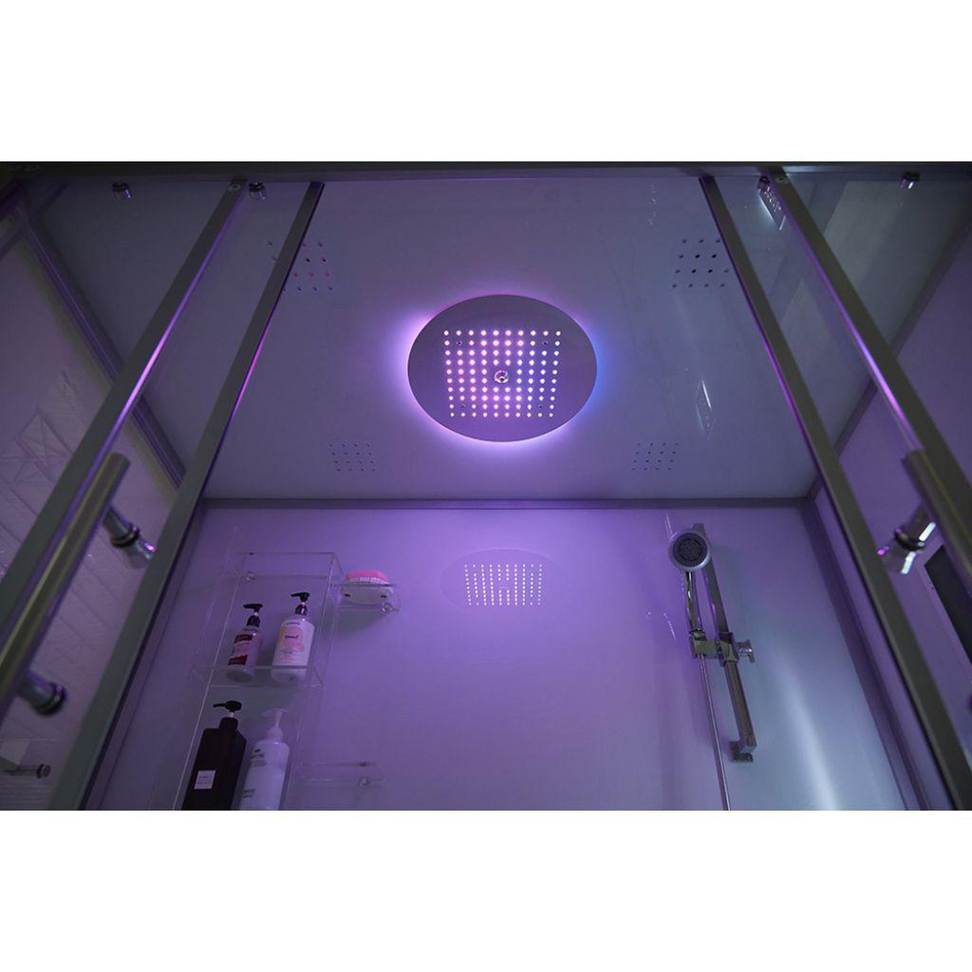 Maya Bath Platinum Catania 71" x 38" x 88" 33-Jet Rectangle White Computerized Steam Shower Massage Bathtub With Sliding Doors in Right Position