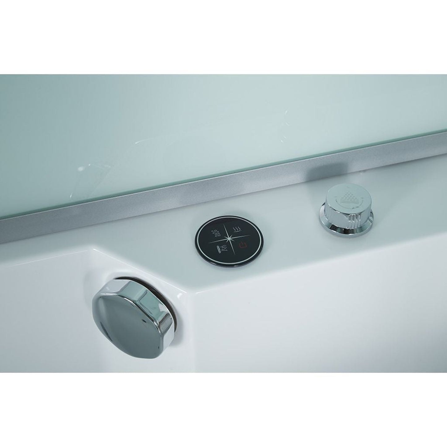 Maya Bath Platinum Catania 71" x 38" x 88" 33-Jet Rectangle White Computerized Steam Shower Massage Bathtub With Sliding Doors in Right Position