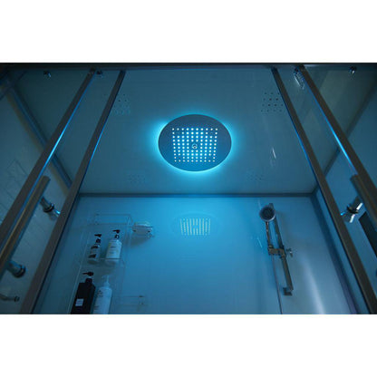 Maya Bath Platinum Catania 71" x 38" x 88" 33-Jet Rectangle White Computerized Steam Shower Massage Bathtub With Sliding Doors in Right Position