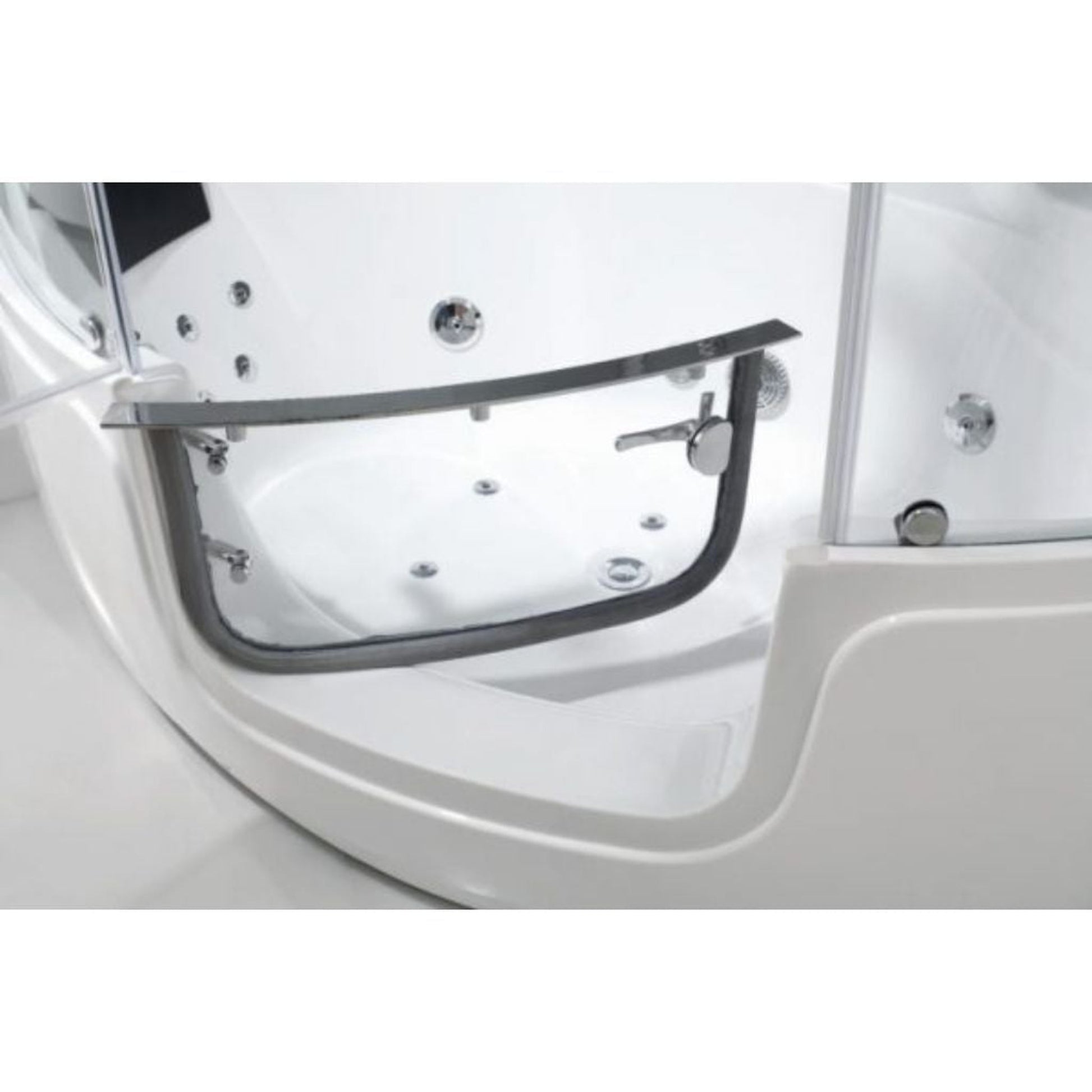 Maya Bath Platinum Comfort 55" x 55" x 88" 38-Jet Rectangle White Computerized Walk-in Steam Shower Massage Bathtub With Hinged Door
