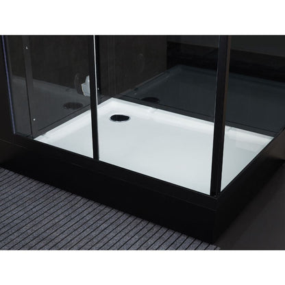 Maya Bath Platinum Lucca 47" x 33" x 88" 6-Jet Rectangle Black Computerized Steam Shower Massage Bathtub With Sliding Door in Left Position