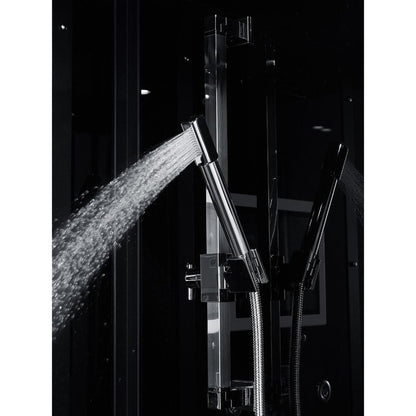 Maya Bath Platinum Lucca 47" x 33" x 88" 6-Jet Rectangle Black Computerized Steam Shower Massage Bathtub With Sliding Door in Left Position