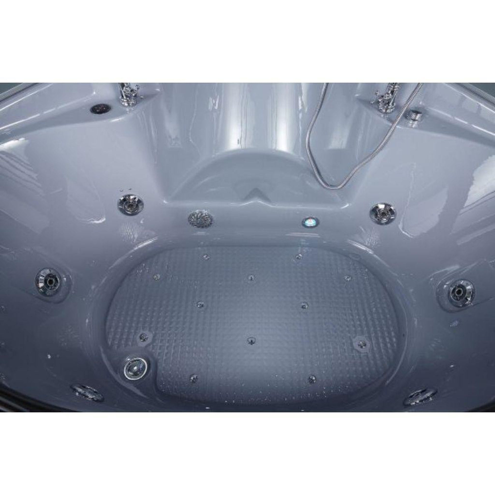 Maya Bath Platinum Superior 64" x 64" x 88" 34-Jet Round Gray Computerized Steam Shower Massage Bathtub With Sliding Doors