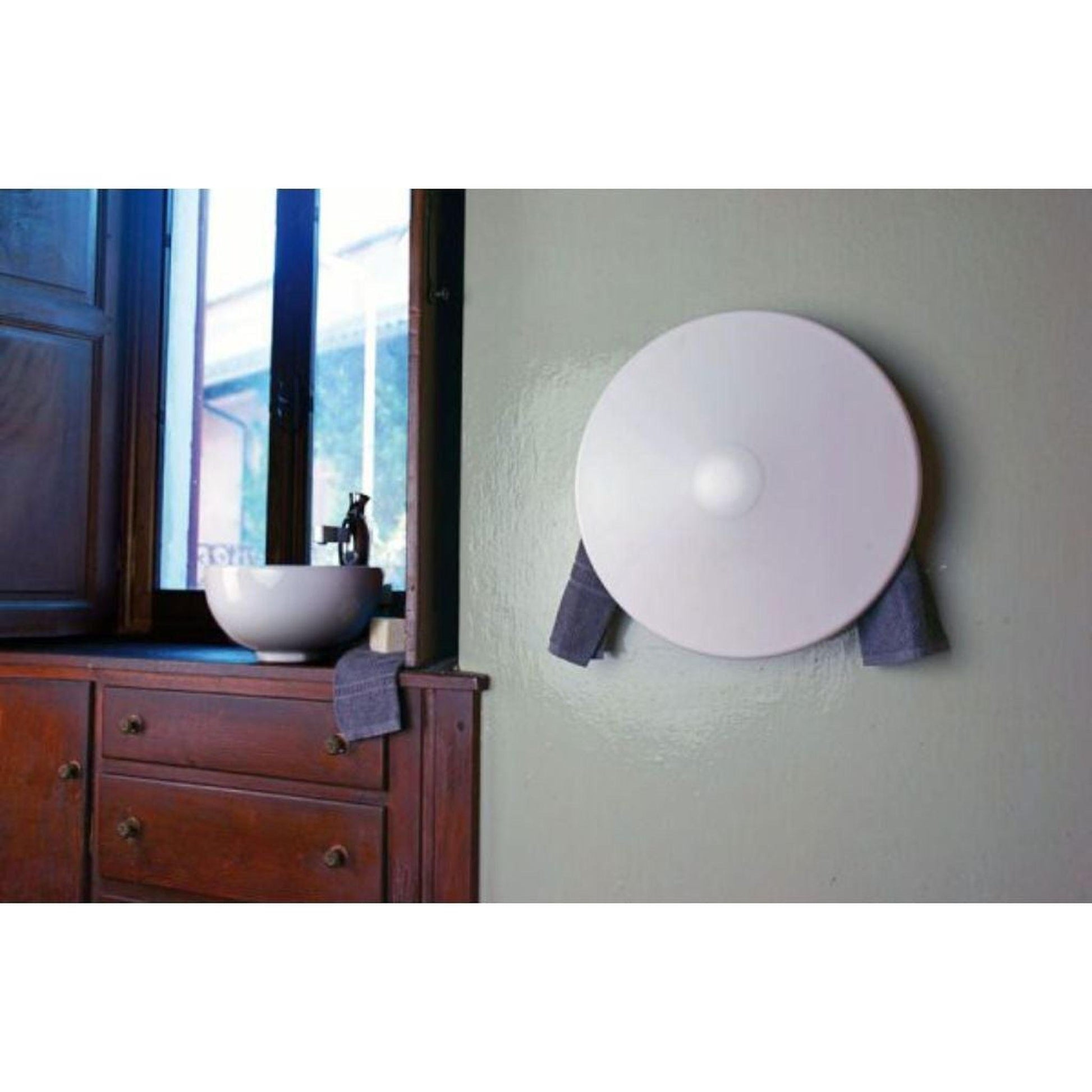 Maya Bath Shield 18" x 7" White Steel Wall-Mounted Hardwired Electric Towel Warmer