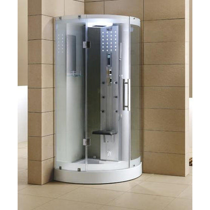 Mesa 38" x 38" x 85" Clear Tempered Glass Corner Steam Shower With 3kW Steam Generator, 6 Acupuncture Water Body Jets and Ozone Sterilization System
