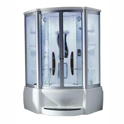 Mesa 48” x 48” x 85” Clear Tempered Glass Corner Steam Shower With Jetted Tub Combo, 3KW High Output Steam Engine, 2 Acupuncture Jets and 6 Massage Jets