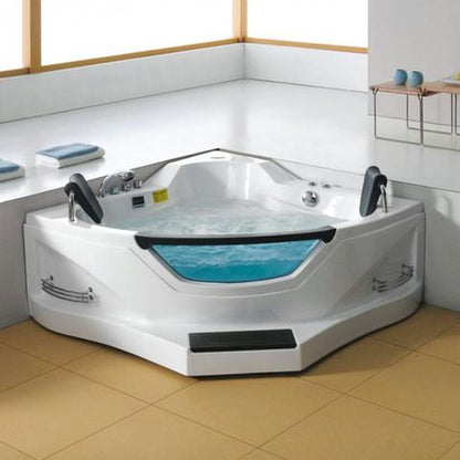 Mesa 60" x 60" x 27" Two Person Corner Whirlpool Air Bathtub With 8 Whirlpool Jets, 8 Air Jets and Dual Adjustable Head Rests