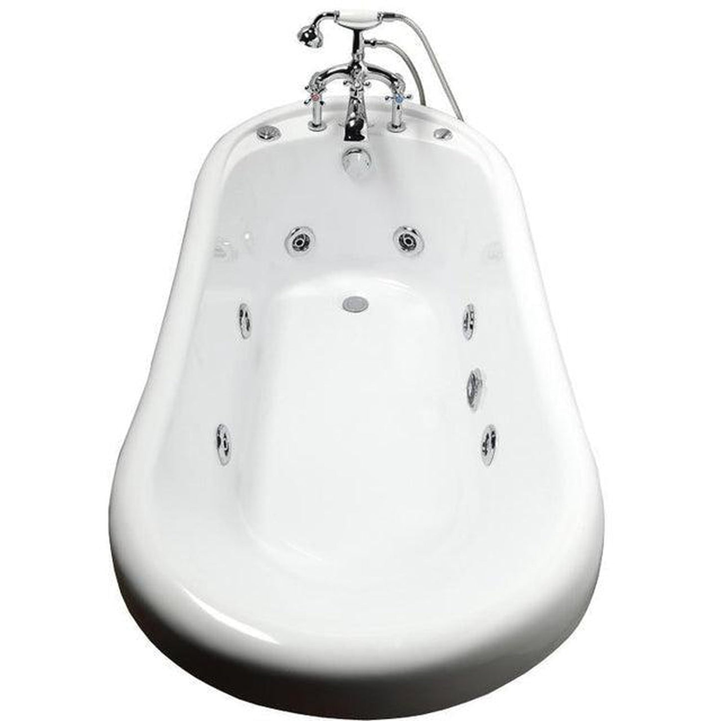 Mesa Malibu 67" x 32" x 31" One Person Freestanding Whirlpool Clawfoot Tub With 6 Massage Jets and Antique Chrome Faucet